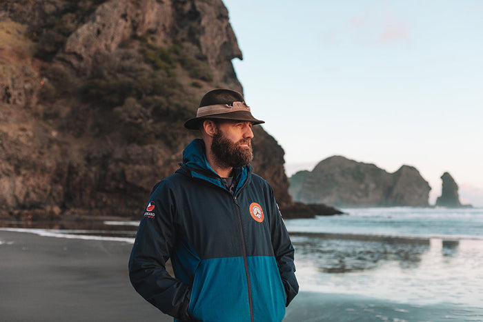 Thor in New Zealand on the beach