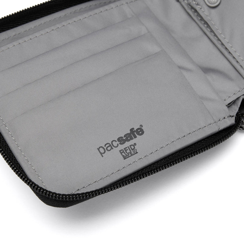 Pacsafe® RFIDsafe™ RFID blocking zip around wallet, Jet Black